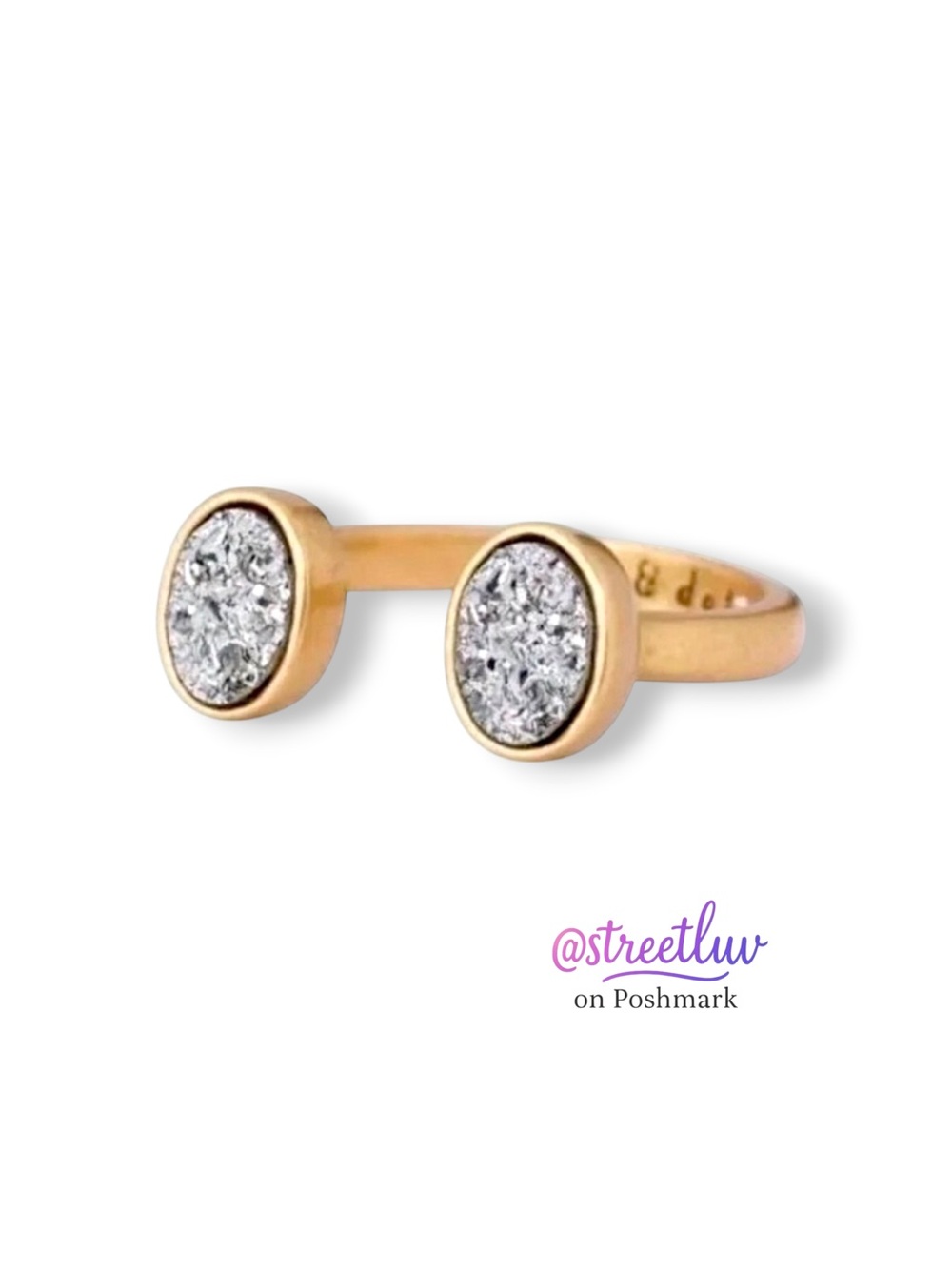 Stella & Dot Druzy Gold Relic Adjustable Ring S-M